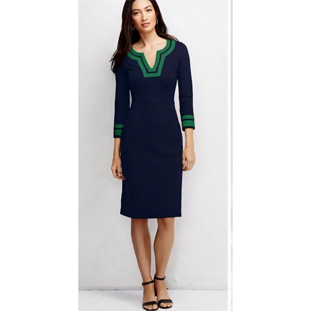Lands End Ponte Green Knit Dress Sz 10